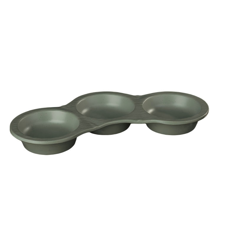 Rock-Texture Melamine 3-Compartment Sauce Dish — commercial Rock-Texture melamine tableware by TERRA
