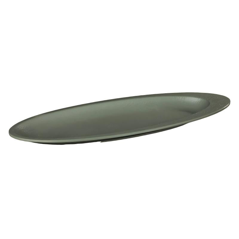 Leather-Grain Melamine Wide-Rim Oval Platter — commercial Leather-Grain melamine tableware by TERRA
