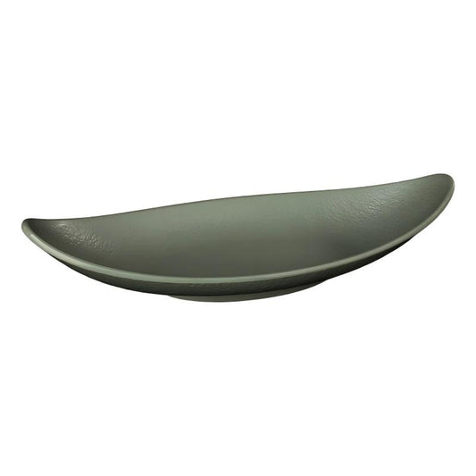 Leather-Grain Melamine Willow-Leaf Flared Platter — commercial Leather-Grain melamine tableware by TERRA