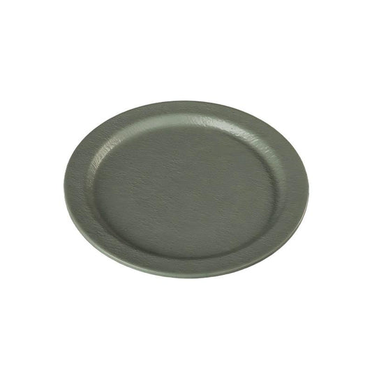 Leather-Grain Melamine Flat Round Plate — commercial Leather-Grain melamine tableware by TERRA