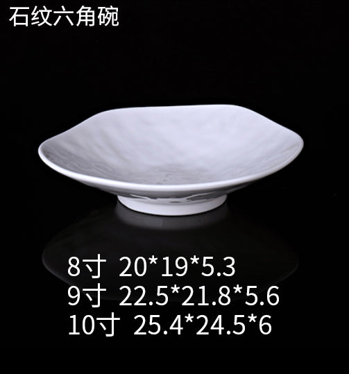 Stone-Pattern Hexagonal Ceramic Bowl — Commercial Restaurant Ceramic Tableware