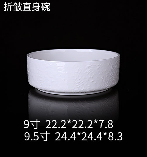 Pleated Straight Ceramic Bowl — Commercial Restaurant Ceramic Tableware