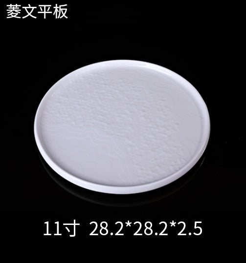 Diamond-Pattern Flat Ceramic Plate — Commercial Restaurant Ceramic Tableware